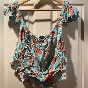 Rue 21 off the shoulder blue top